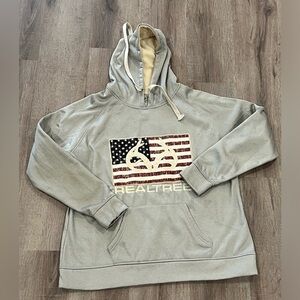Mens Realtree America Flag Camo Hunting Gray Hoodie Pullover - Fits Small/Medium
